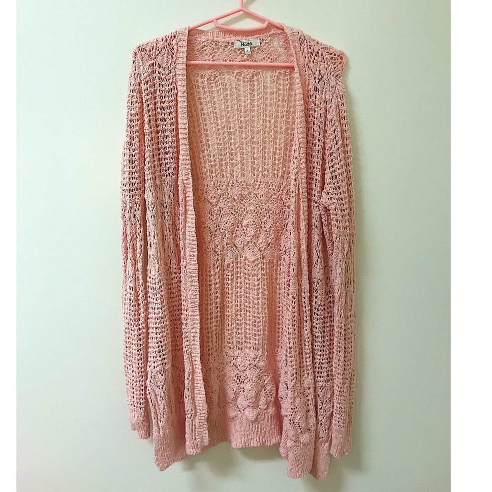 Mudd Pink Open Long Cardigan